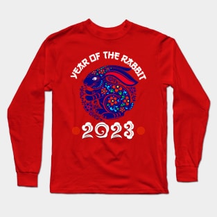 Chinese New Year 2023 Year of the Rabbit Horoscope Pop Art Long Sleeve T-Shirt